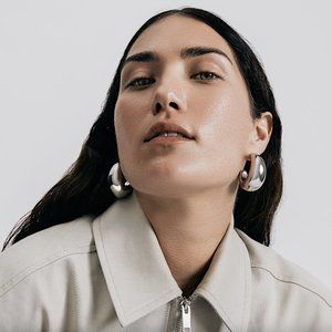 Anthropologie Shashi "Tsuki" Silver Hoop Earrings